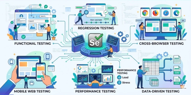 What types of testing can be performed using Selenium?